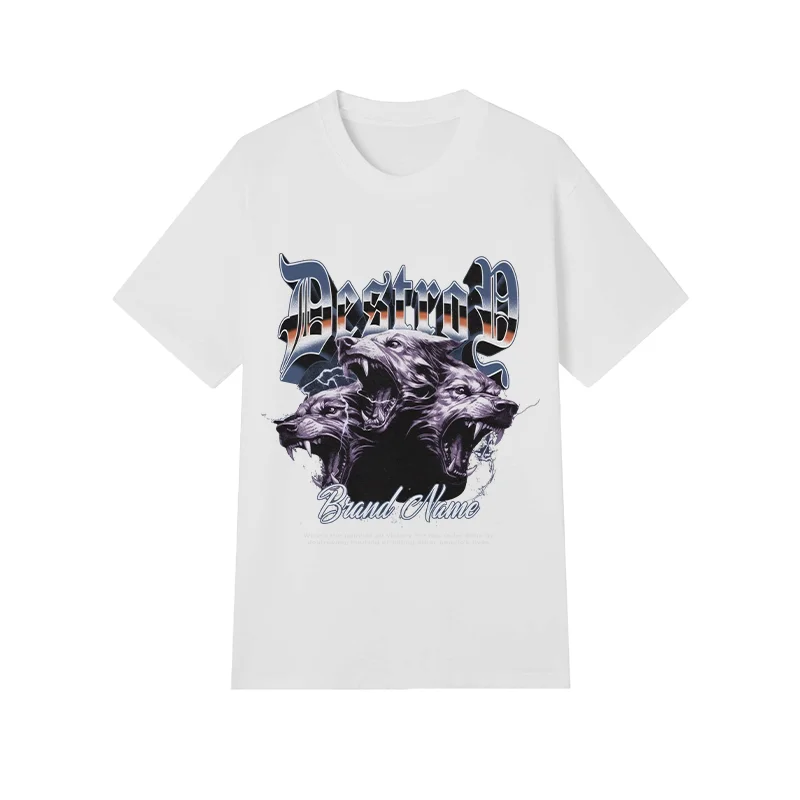 230g Cotton Men Printed T Shirt High Quality Non Fading Casual Short Sleeve Tops Plus Size M 4XL 1PC