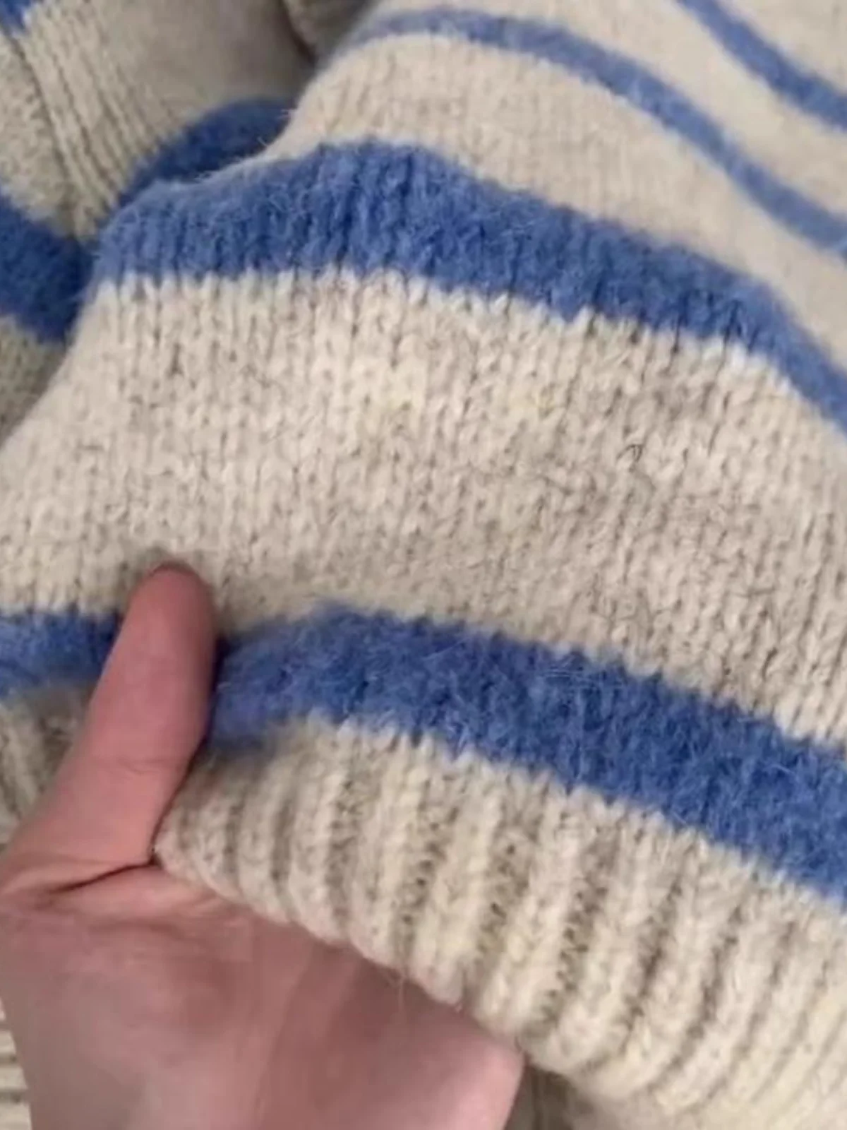 Blue Striped Camere  Ne Long Sve Knitted Sweater Women's Autumn Winter Lazy Overhead irt Commute Sle Loose Fit