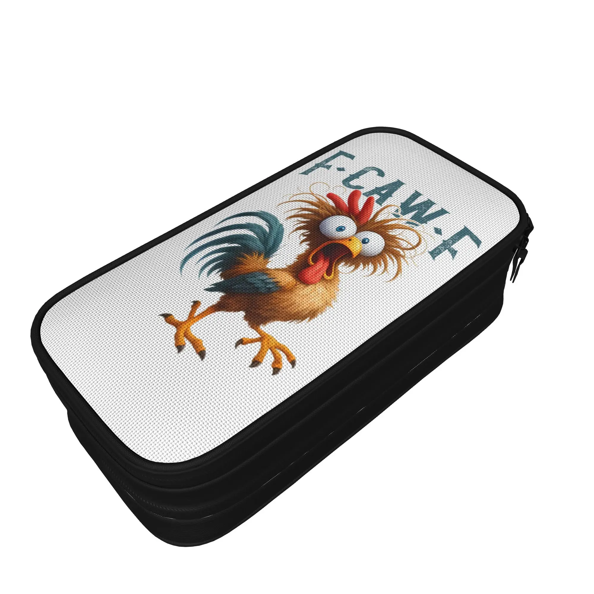 Classic F-Caw-F Funny Chicken Humor Pencil Case Quote Rooster Meme Pencilcases Pen Large Storage Bag School Gift Stationery