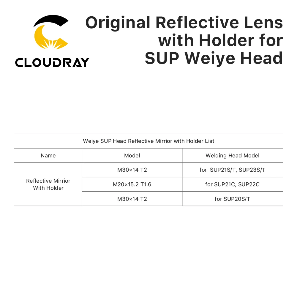 Cloudray Original SUP Weiye Welding Head Eflective Lens with Holder for SUP20S/T SUP21S/T SUP23S/T SUP21C SUP22C Welding Head