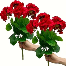 A Bouquet Artificial Geraniums Flowers Faux Silk Fake Flower for Wedding Home Garden Decor Christmas Party Table Decoration