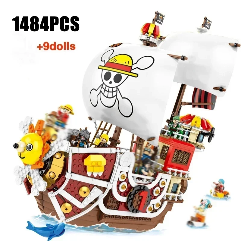 468-1484Pcs Sunshine Boat Building Blocks Cartoon Pirate Ship With Figure Bricks Set Toys For Kid Childrens Birthdays Gifts