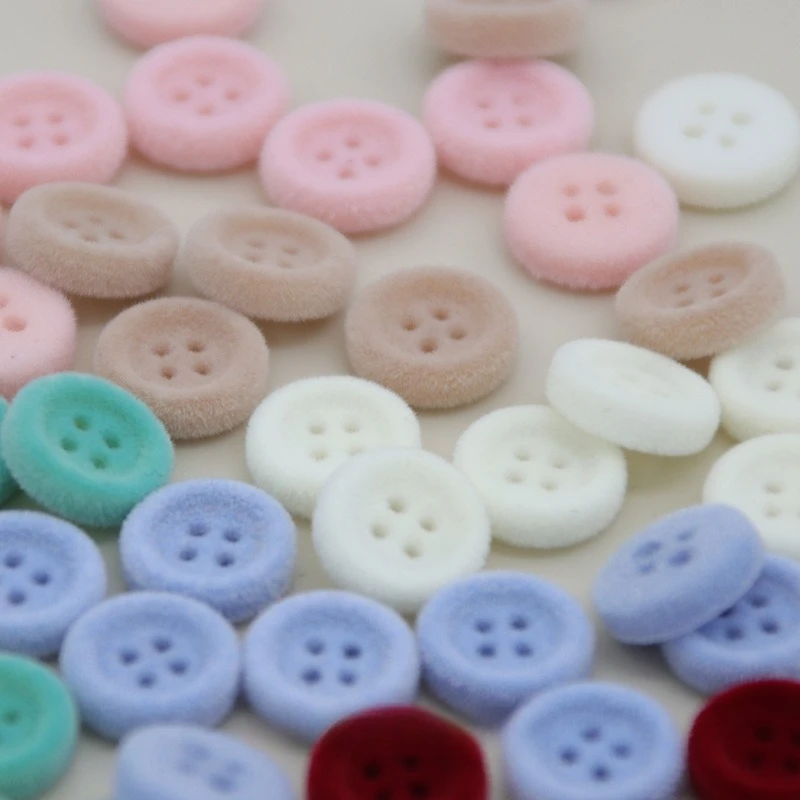 10pcs 12mm Flocking Resin Button Four-eye Shirt Cardigan Buttons for Diy Suit Clothing Dress Wedding Decor Sewing Accessories