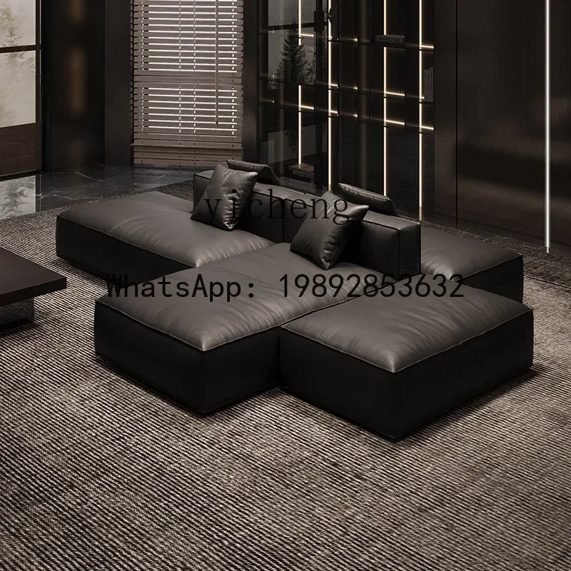 FZ  leather sofa custom double-sided back-to-back villa Italian minimalist tofu blocks