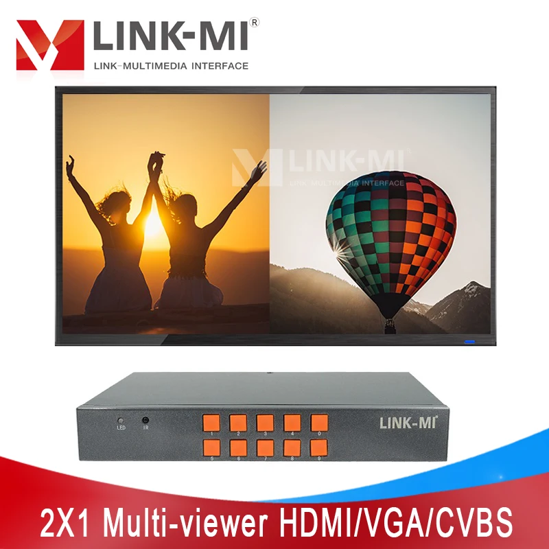 

LINK-MI 2x1 Multiviewer Switch Video Synthesizer Processor HDMI VGA inputs Video Wall Controller For LED Display 1920x1080@60Hz