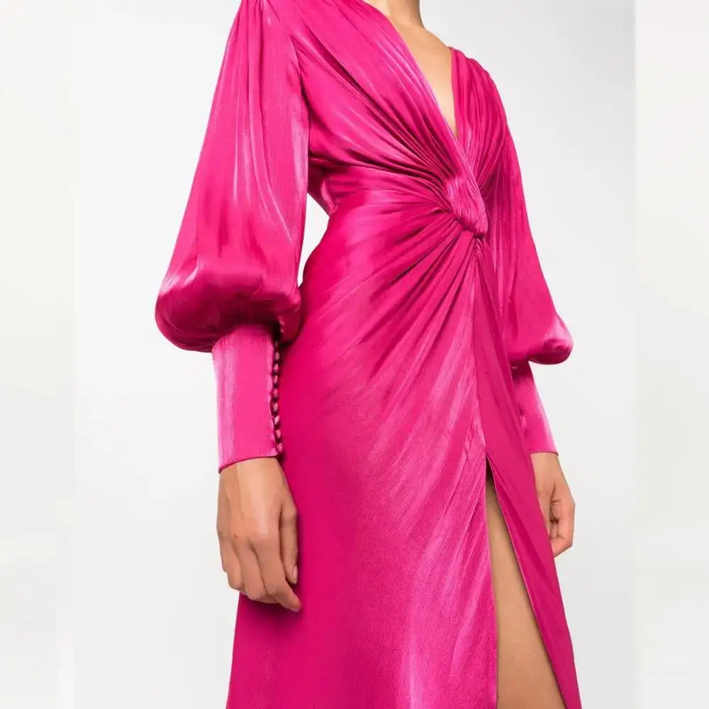 Robe de soirée à col en V pour femme, robe personnalisée, robe de soirée d'anniversaire, manches longues, longueur au sol, élégante, fête de mariage, tout pour l'été, luxe