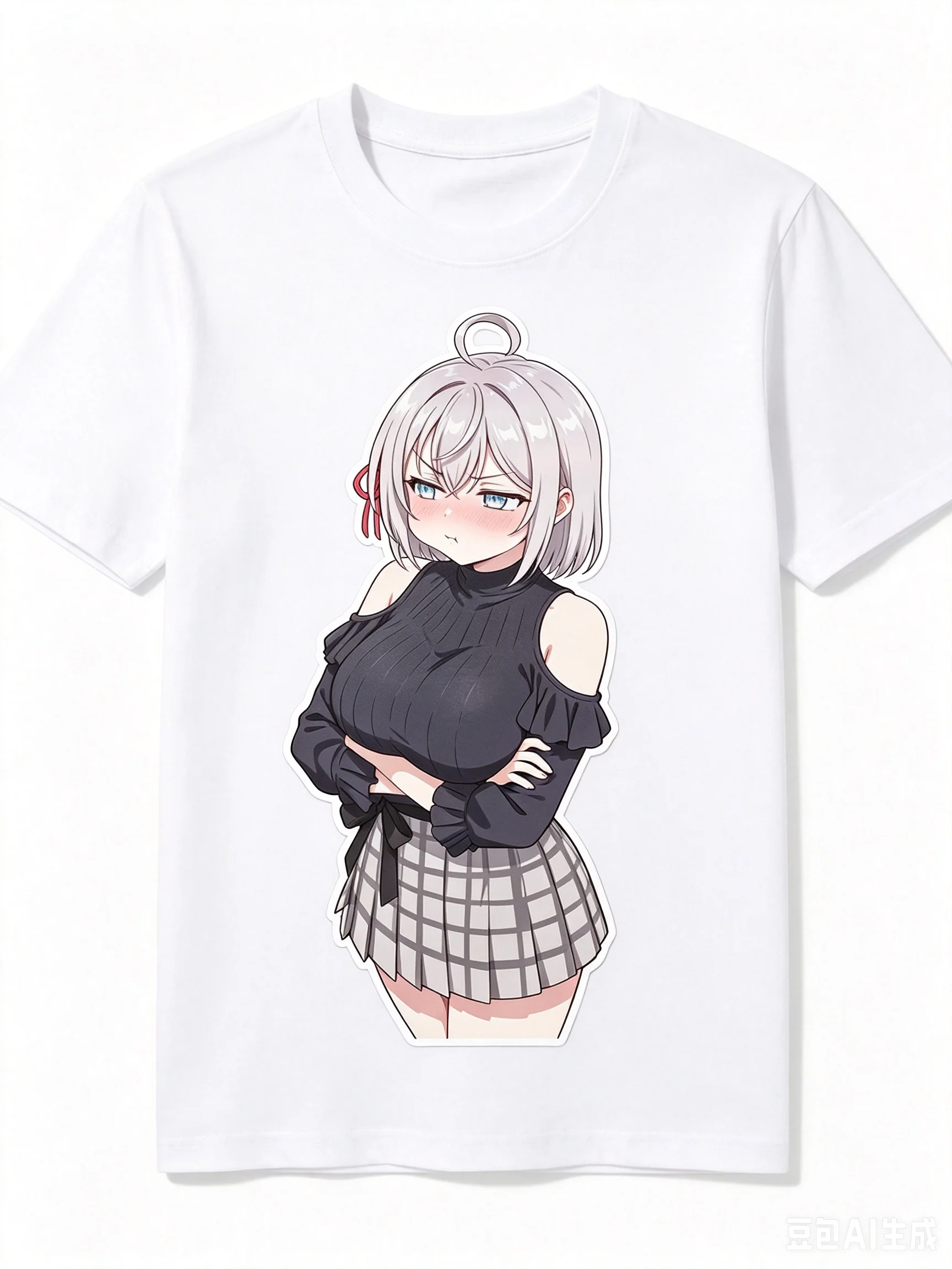 2026 New Unisex Crew Neck Casual Short Sleeve T-Shirt With Cross Arms Pouting Alisa Mikhailovna Kujou Cutout Anime Print T-Shirt