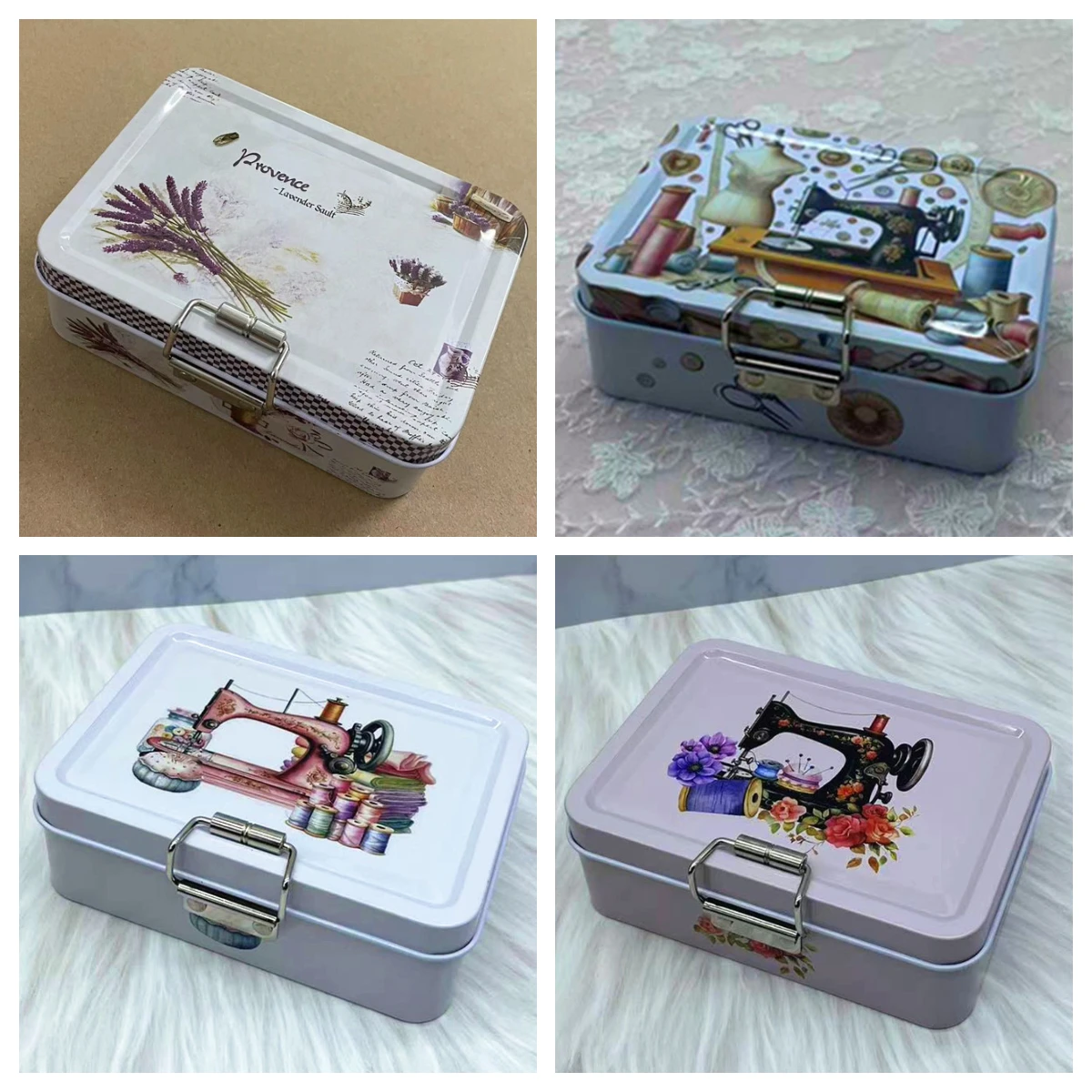 1PC Portable Vintage Double-Layer Pull Button Jewelry Storage Tin Box Small Flowers Pattern Coin Earrings Candy Organizer Case