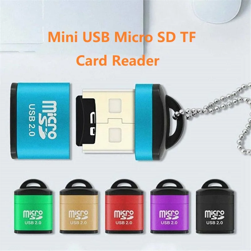 Aluminum Alloy Mini Card Reader MicroSD/ TF Card / Mobile Phone Memory Card High-speed 2.0 Card Reader for PC Laptop Car Speaker