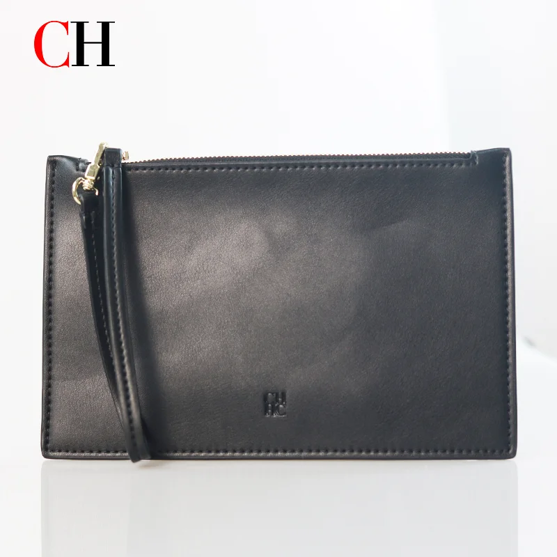 CH Women PU Leather Clutch Bag Fashion Wristlet Purse Small Handbag Zipper Wallet Mini Evening Bag Ladies Cosmetic Pouch