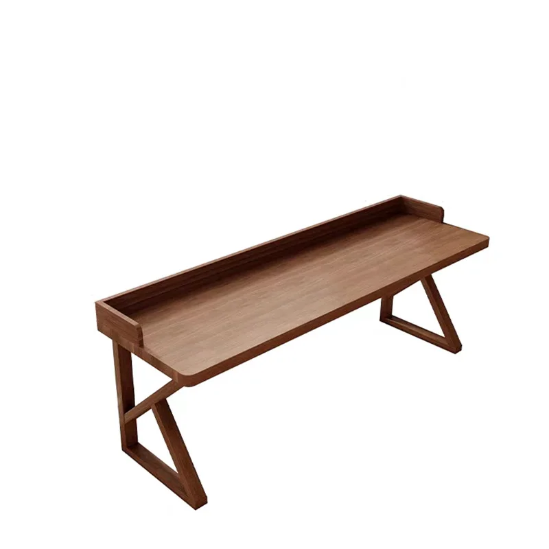Escritorio doble de madera maciza con deflector, escritorio para ordenador de escritorio, mesita de noche eléctrica de tira larga, mesa de estudio para el hogar