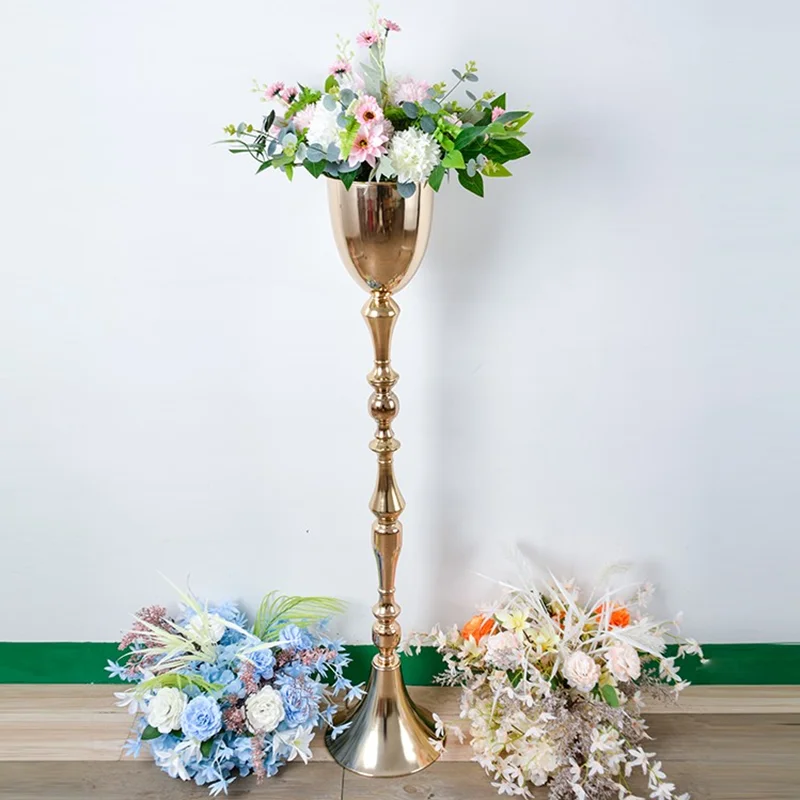 

10pcs）H50cm 95cm115cm silver/white/gold Black Flower Vase Trumpet Shape Wedding Table Centerpiece Road Lead Flower Stand 2702