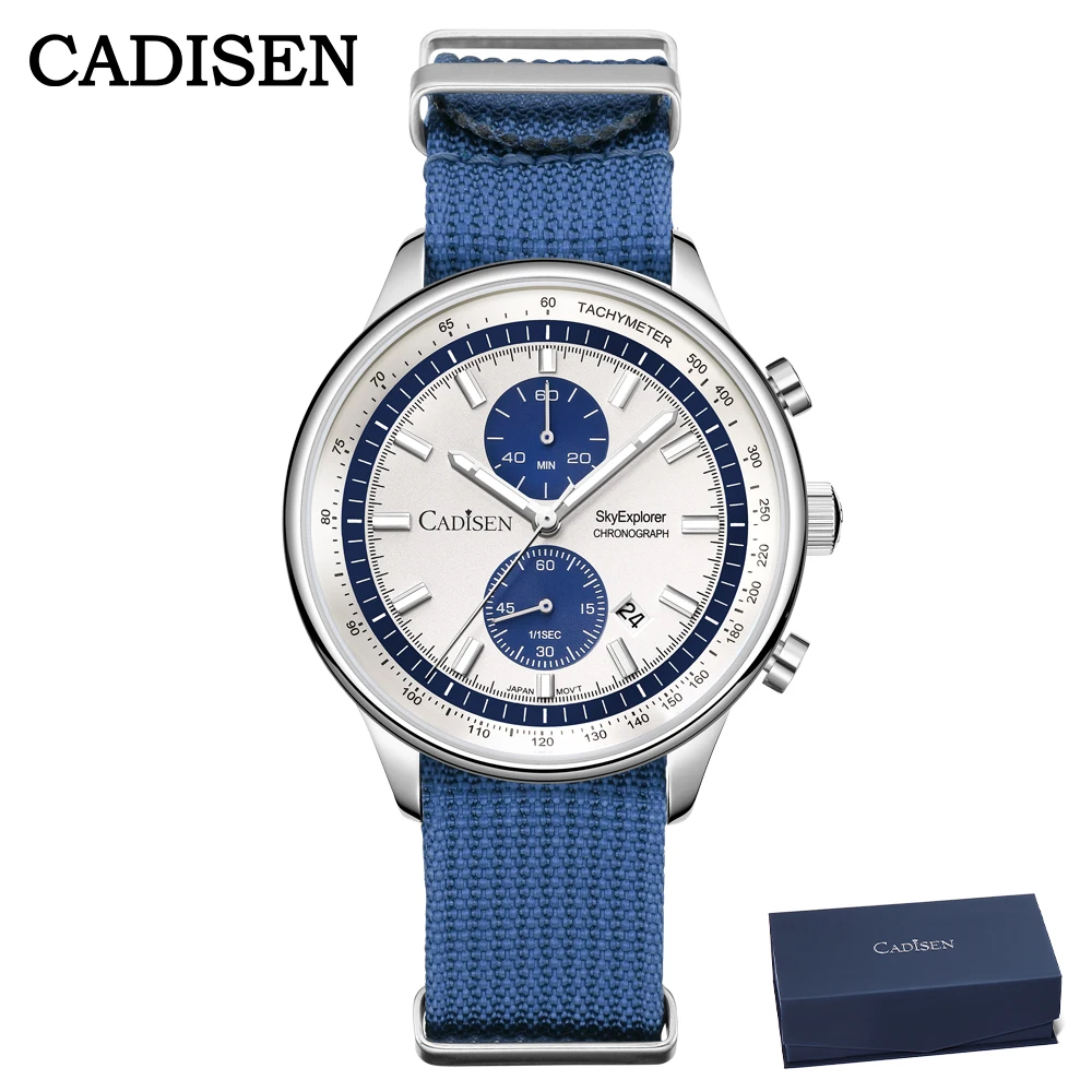 

CADISEN 2026 Новые мужские часы Роскошные кварцевые часы для мужчин с хронографом MIYOTA 0S11 Мужские водонепроницаемые парусиновые наручные часы в подарок с коробкой