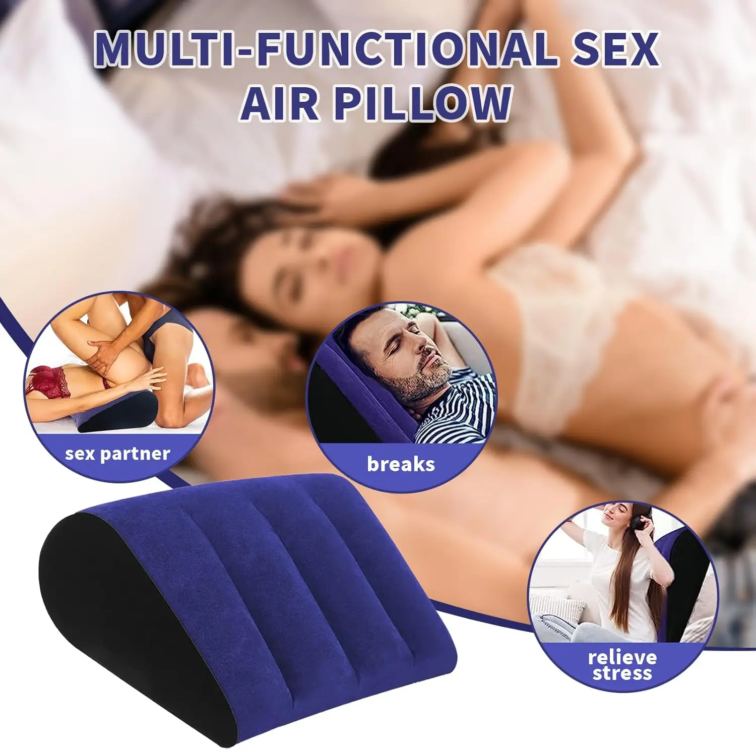 Triangle Inflatable Fun Pillow Portable Valentine's Day Intimate Comfortable Travel Wedge Pillow Back, Legs, Knees Support