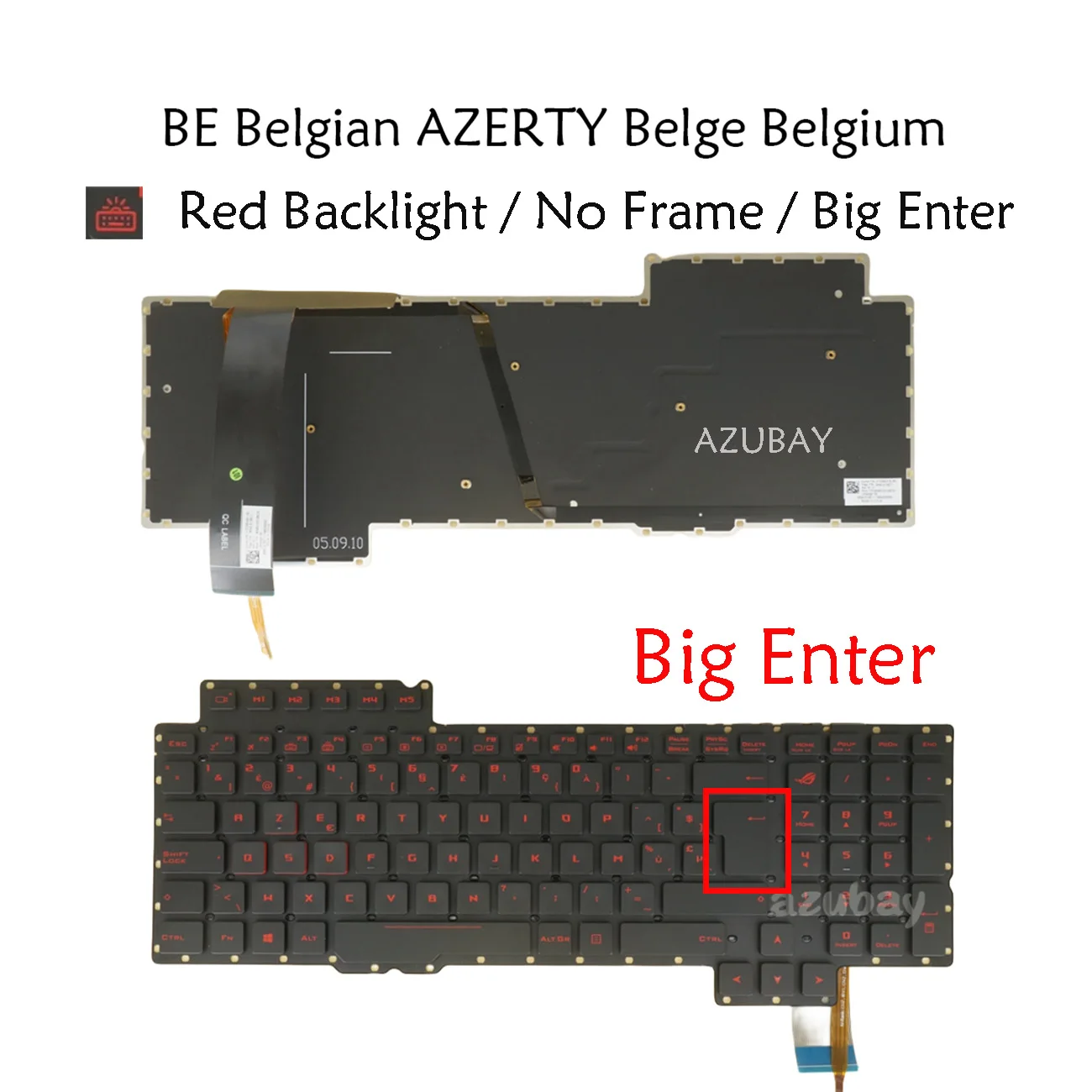 Belgian AZERTY Red Backlit Keyboard For Asus G752V G752VL G752VT G752VY G752VW G752VS GFX72V GFX72VL GFX72VS GFX72VT GFX72VY