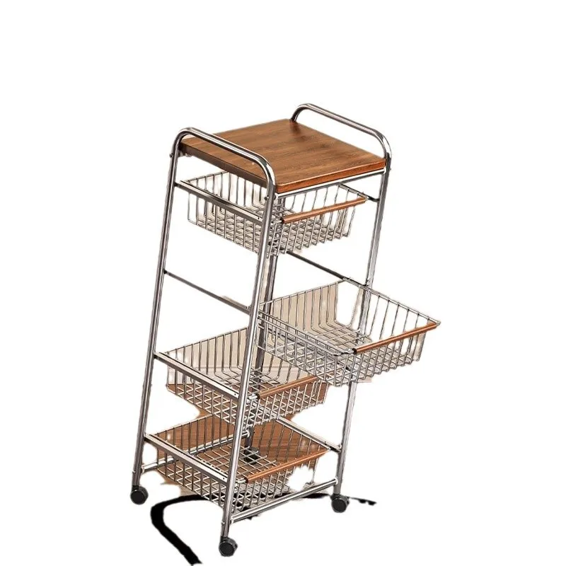 

Medieval style multi-layer snack rack, snack rack, trolley storage rack, living room removable kitchen vegetable basket