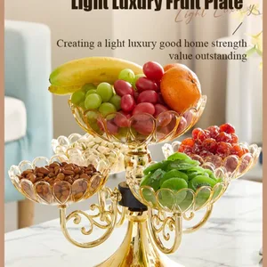 Rotary Layer Luxury Style Light Crystal Fruit Plate Multi-Camada European Crystal Storage Plate 10 Main Luxury Frute Sales - №1