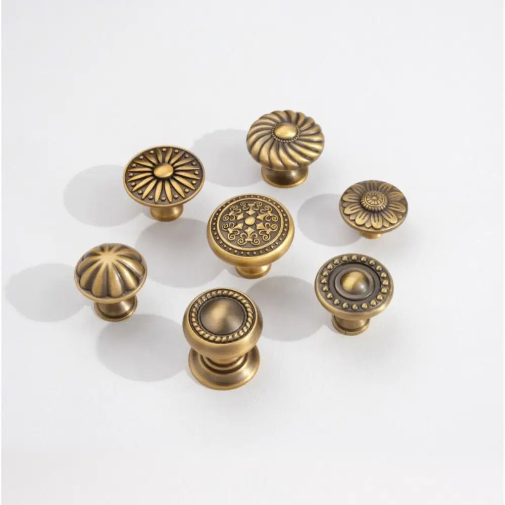 

1Pcs Single Hole Antique Drawer Knob Vintage Round Cabinet Handle Multi-size Luxury Door Handle Pulls Furniture Accessory