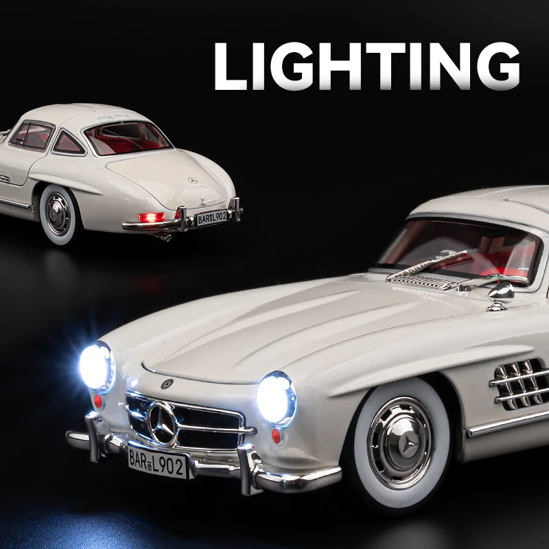 1:24 Ben 300SL z Super Vintage Alloy Car Model Diecasts Vehicle Hot Wheels Fast Furious Gift Toys Sound Light Premium Collection