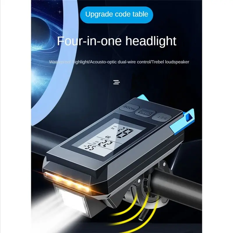 

Беспроводные велосипедные часы-компьютер с кодовым управлением, фарой и звуковым сигналом, черно-красные