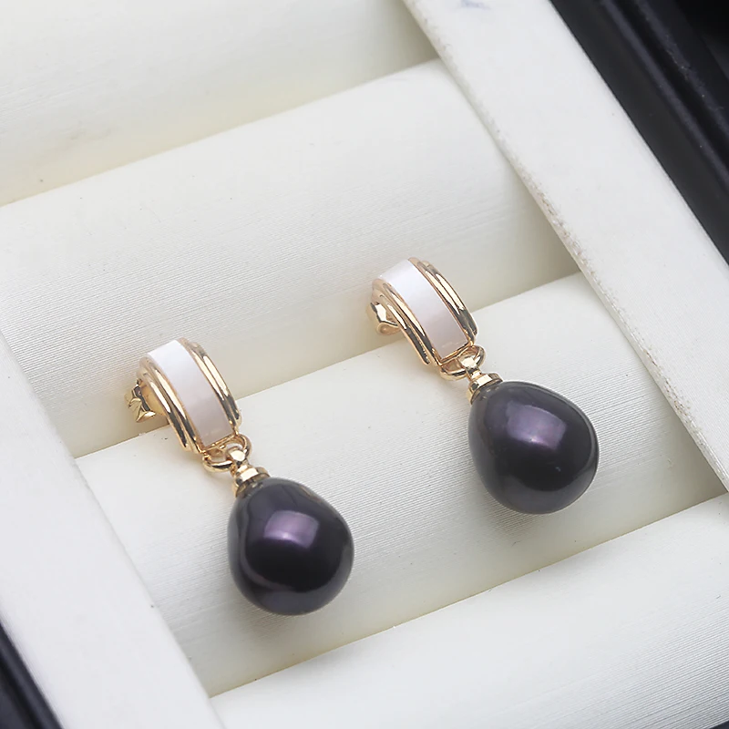 

Luxury Natural Freshwater Pearl Earrings,925 Silver Women's Earrings Anniversary Gift White Black Grey Christmas Gift