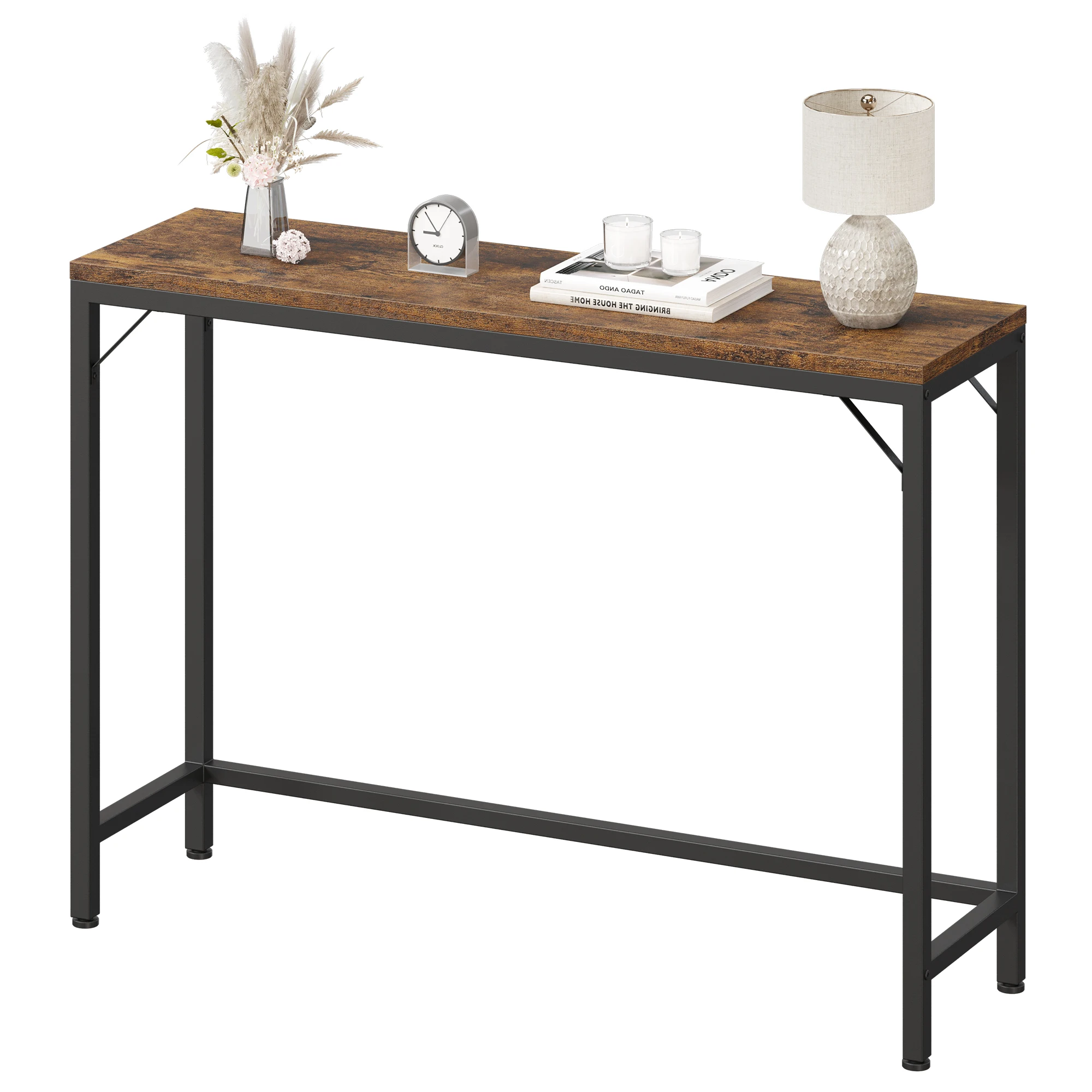 

Narrow Console Table, Gold Sofa Table, 39.4" Behind Couch Table for Living Room,Industrial Hallway Table for Entryway -Gold