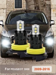 2Pcs/Set Car LED Daytime Running Light PH24W Canbus Front Fog Bulb 3030 9SMD White/Amber DRL Lamp for Peugeot 3008 2009-2016