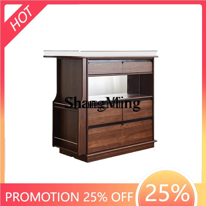 

SM household solid wood rock slab coffee bar cabinet household island living room partition locker