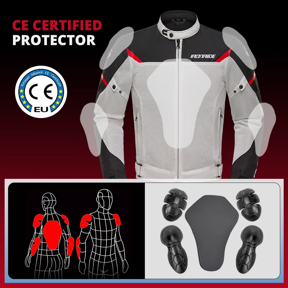 Motorjas voor heren, anti-val, - Motorcycle Gear Mesh recensie en prijs