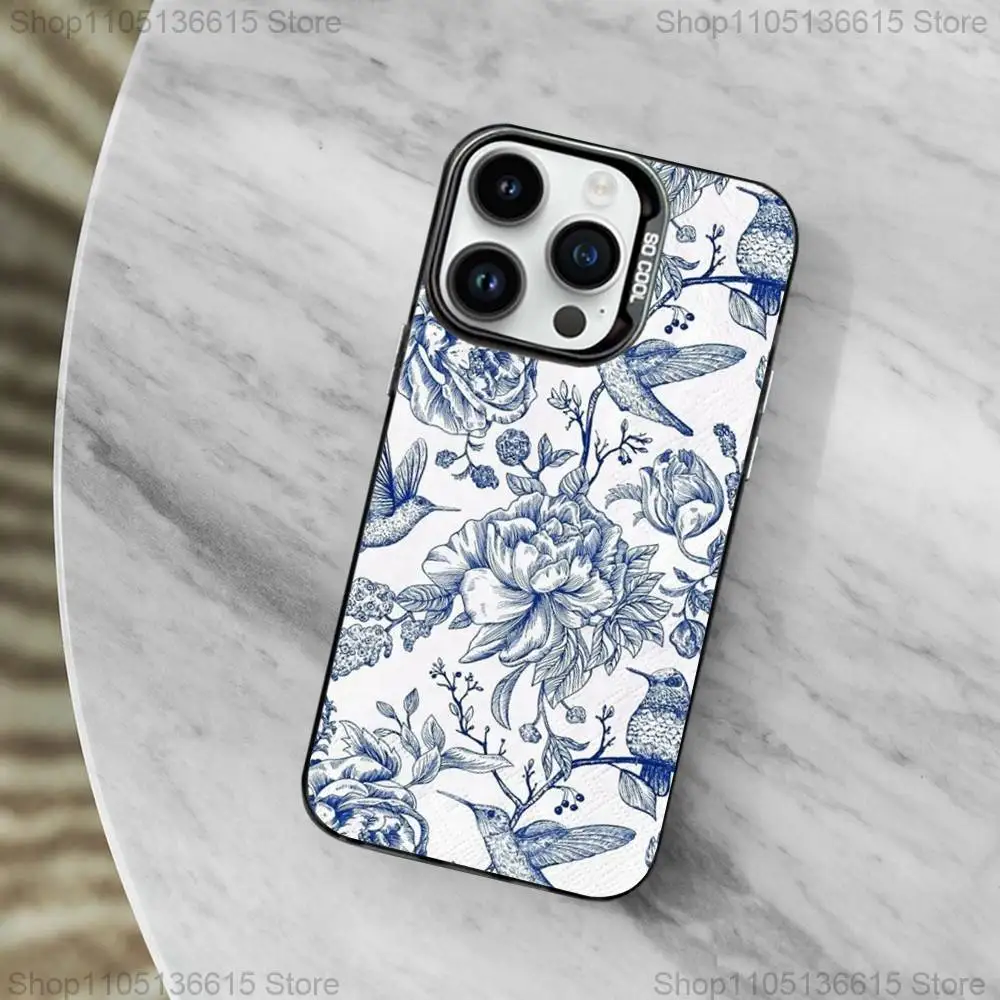 Pintura arte botânica caso de telefone para iphone 11,12,13,16,14,15, mini, pro,xs, max preto fosco capa à prova de choque