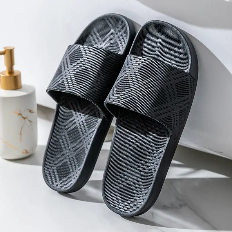 Men's Summer Indoor Non-Slip Slippers Bathroom Shower Sandals with Soft Sole and Wear-Resistant Design for Home Use