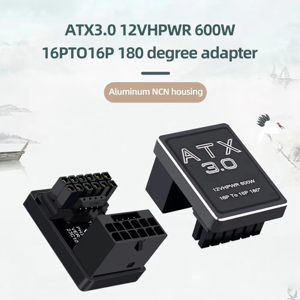 Pcie 5.0 RTX 4090 Graphics Card 600W Power Supply Cable Adapter ATX3.0 12VHPWR 12+4Pin Male To Female 180 Degree Turn Connectors