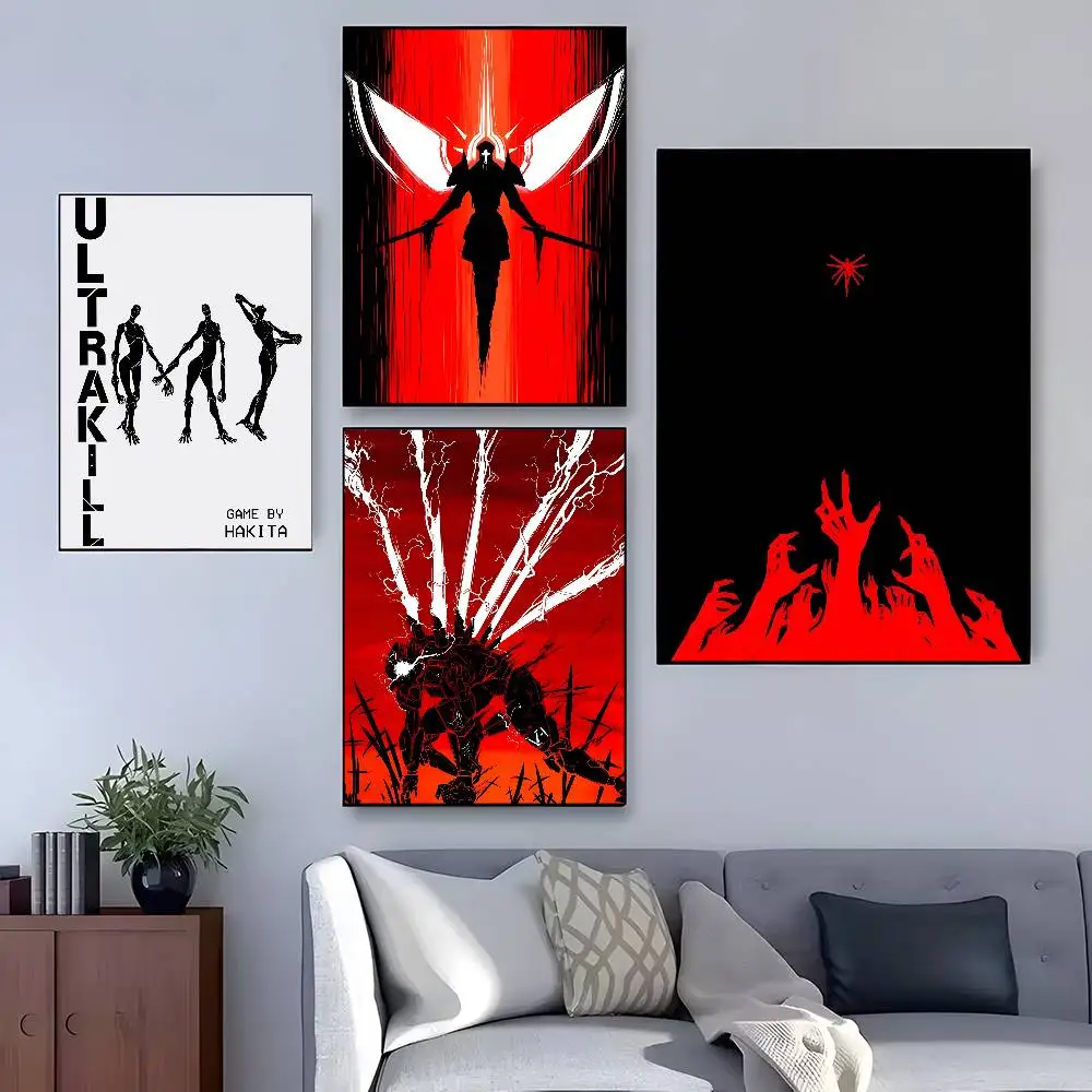U-ULTRAKILL Hot Game Poster Home Decor HD Sticky Wall Waterproof Home Living Room Bedroom Bar Decoration