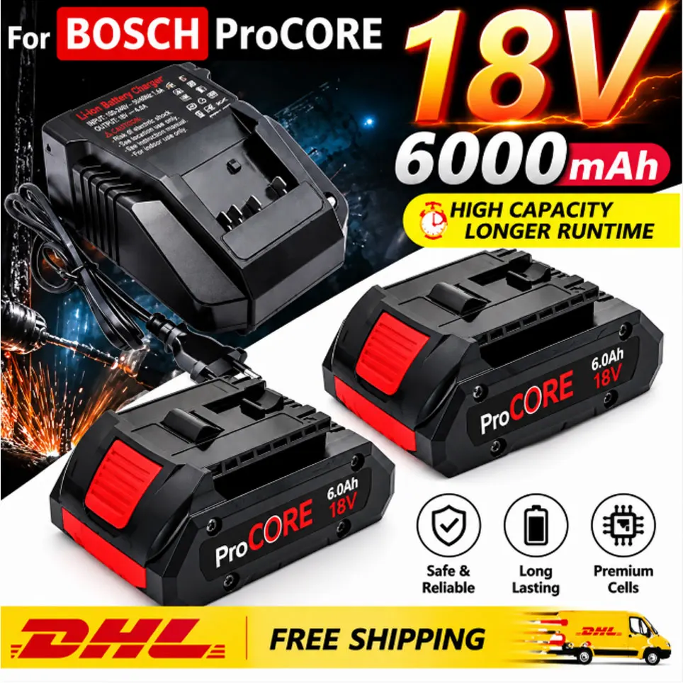 Image of Für BOSCH Professional 18V Akku-Werkzeuge, 6,0 Ah 21700 ProCORE Lithium-Ionen-Ersatzakku, kompatibel mit BAT609 BAT618, sicherer Akku mit integriertem BMS-Schaltkreis