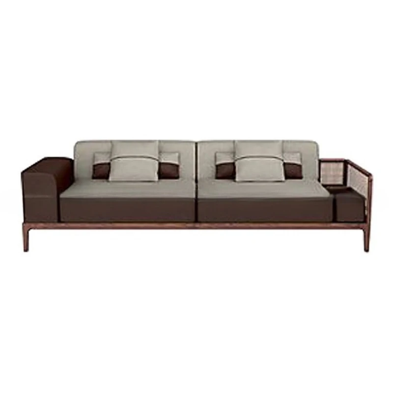 

Solid wood double so fa corn er clu b ho tel villa living roo m model ro om multi-person