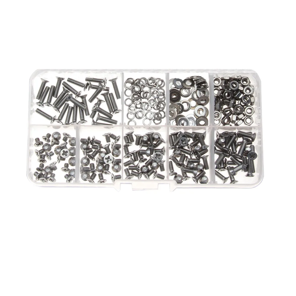 

300pcs Stainless Steel Combined Nuts Gaskets Kit Tools Set for Repairing Watches Glasses Jewelry Transparent Storage Case