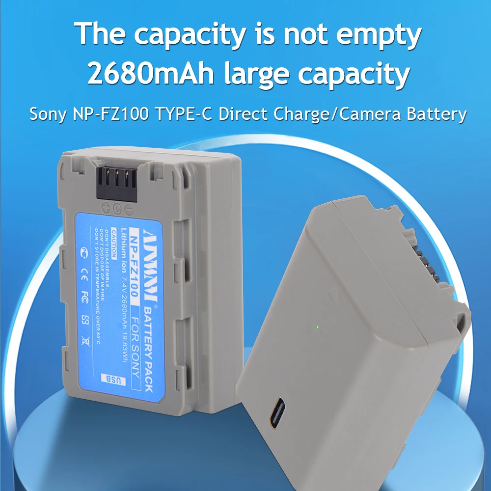 Type-C NP-FZ100 Li-Ion Battery for Sony A1 A9 A6600 A6700 A7R3 A7S3 A7R5 A7C ZV-E1 , A7 IV , A7S III , A7R V Camera FZ100 USB-C