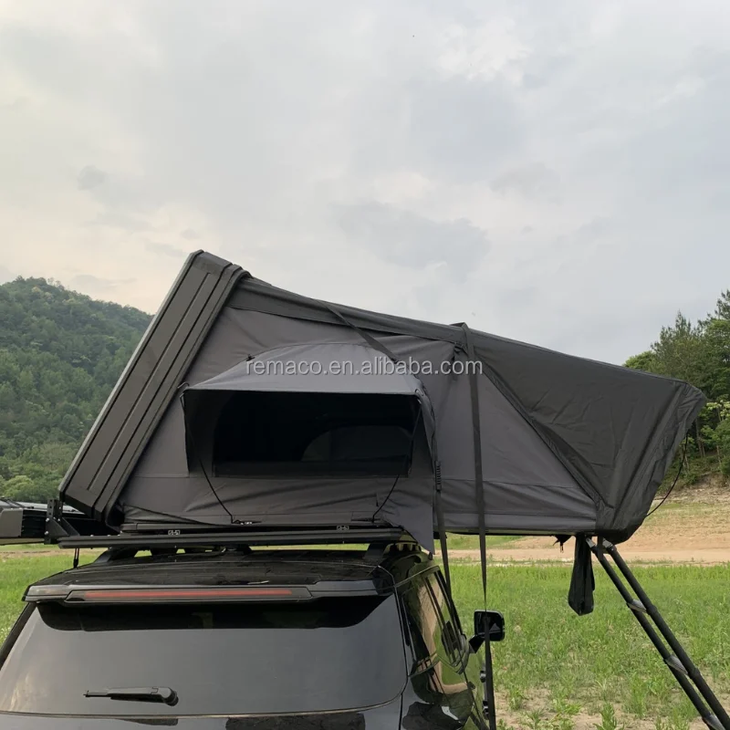 

Палатка на крышу автомобиля Remaco Hard Shell Aluminum Fold Out для 4 человек, с открывающимся верхом и боковыми дверями, для внедорожников, для кемпинга и путешествий.