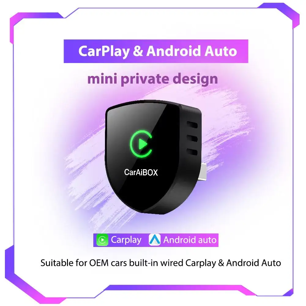 

2025 2-в-1 Автомобильный Ai Box Беспроводной адаптер CarPlay Android Auto Convert Box Проводной беспроводной CarPlay Android Auto в беспроводной адаптер