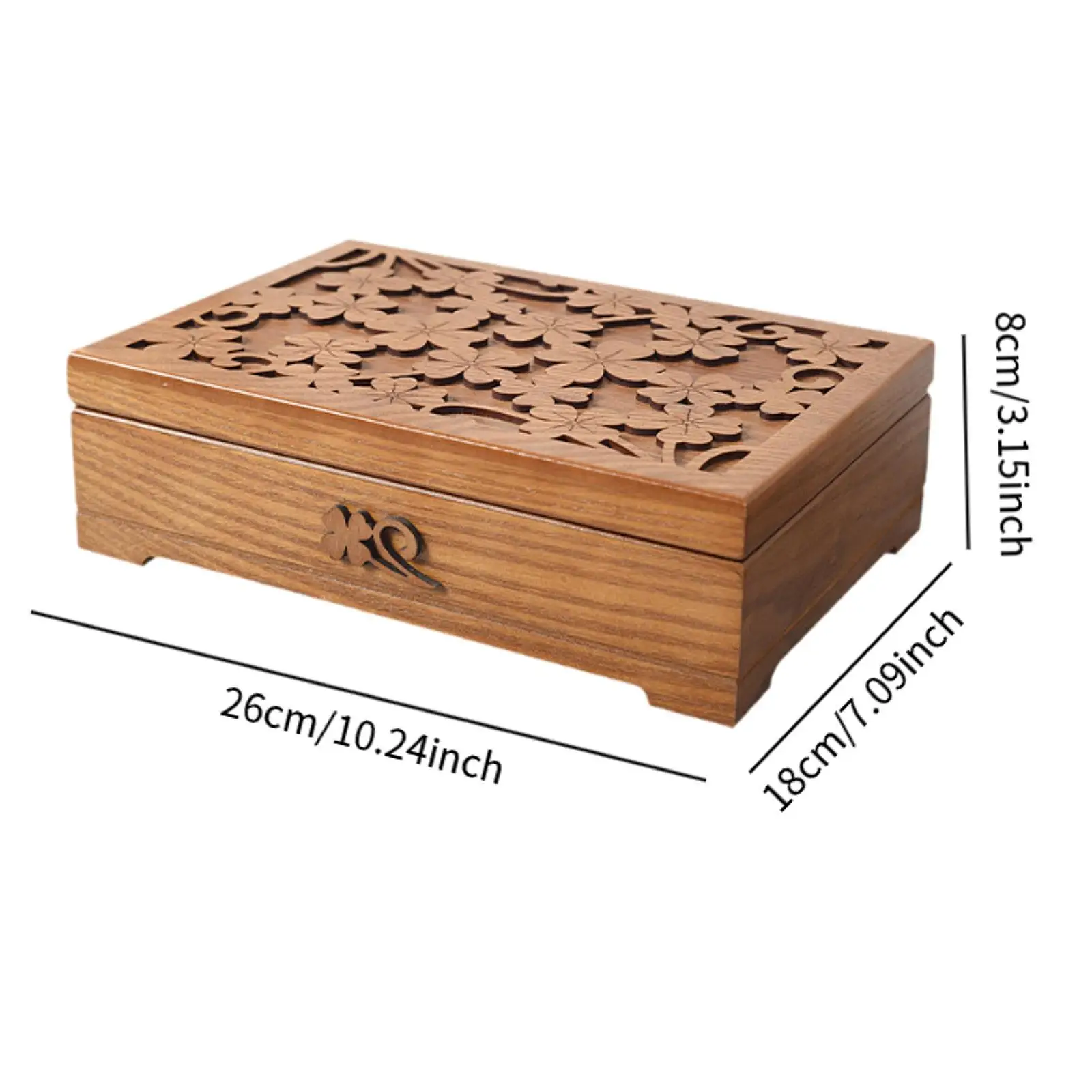 Wooden Jewelry Box Keepsake Gift Box Rectangle Multifunctional Collectible