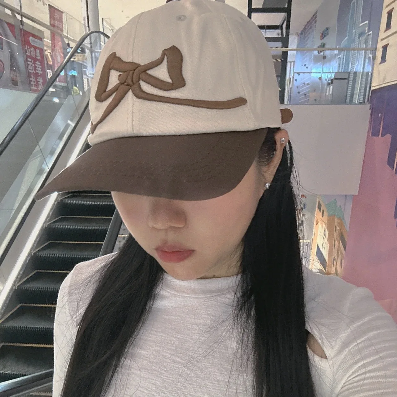 Bowknot Embroidered Contrast Color Retro Style Versatile Basic Baseball Cap for Men and Women Peaked Cap