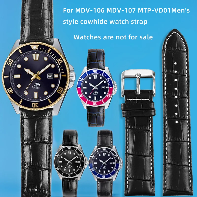 Para Casio MTP-1303 MTP-1375/1374 MTH-5001L MDV-106/107 MTP-VD01 serie pulsera de reloj de cuero de negocios 20mm 22mm correa de cuero de vaca
