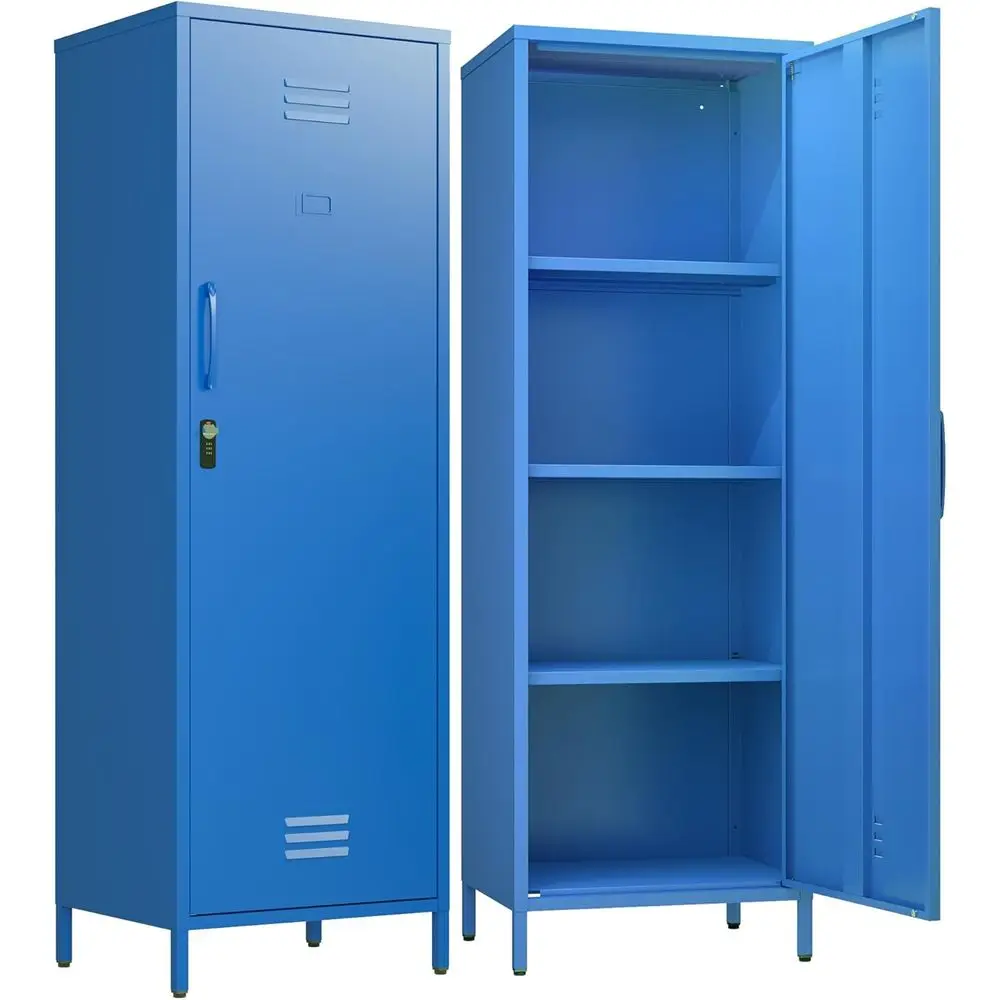 

Navy Blue Digital Lock Single Storage Cabinet for Home, School, or Gym Use