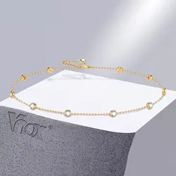 Vnox Women Chain Necklaces, Gold Plated Stainless Steel Cable Chain with AAA CZ Stones Chokers, Elegant Holiday Collar