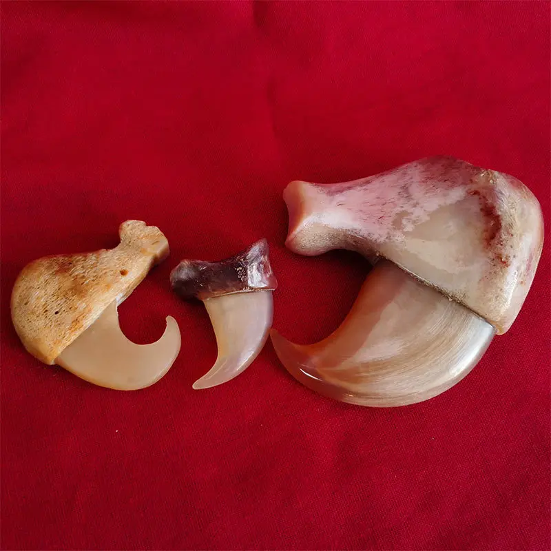 Ox Bone Carving Hook Ethnic Style Finished String Ornament Accessories Large Size Hand
