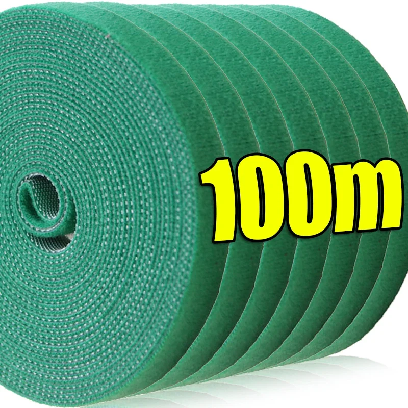 120/2m Self Adhesive Adjustable Plant Nylon Cable Tie Green Plants Hook Loop Support Garden Twine Bandage Fasteners Tape Strips