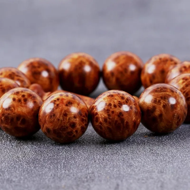 Taihang Cliff Cypress Buddhist Bead Bracelet for Men with Bird Eye Burl Pattern Aged High Oil Density Prayer Beads Gifts