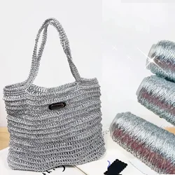 Silver Sparkle Yarn Popular Same Style Woven Small Silver Bag Woven Flash Core Wire Crochet Needle 200g 1 Ball Yarn