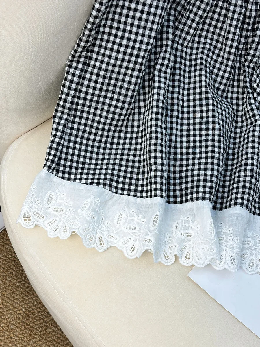 Retro Koreańska Krata Drewniana Imitacja Dwuczęściowej Kamizelki dla Lalek, Luźny Krój, Młodzieżowy Styl, Idealny na Lato dla Kobiet