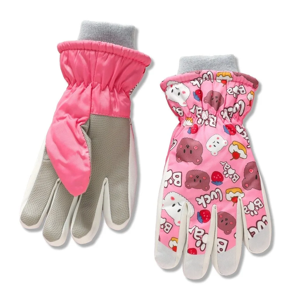 

New Cute Bear Ski Gloves Waterproof Windproof Winter Gloves Touchable Screen Plush Windproof Coldproof Gloves